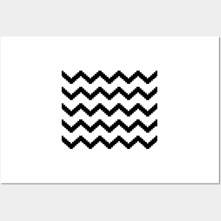 Zigzag geometric pattern - black and white. Posters and Art